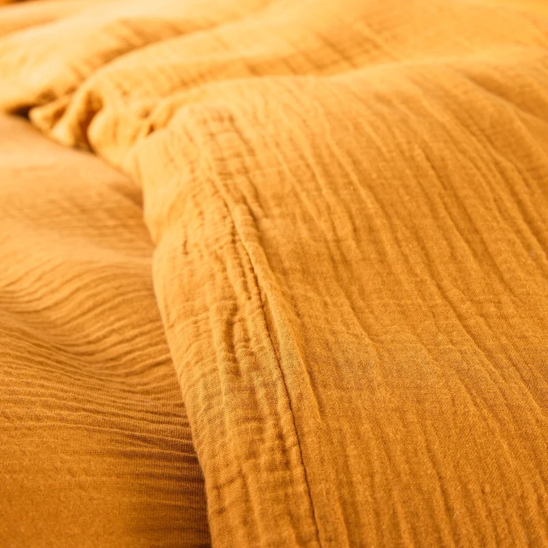 Pack 4 Pièces Housse de couette Gaze de Coton 260 x 240 cm - Curry