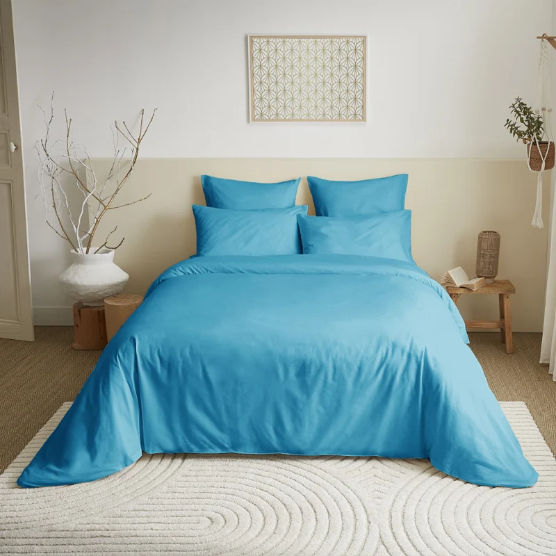 Pack 6 pièces Housse de couette 240 x 260 cm - 100% coton / 57 fils/cm² - Turquoise