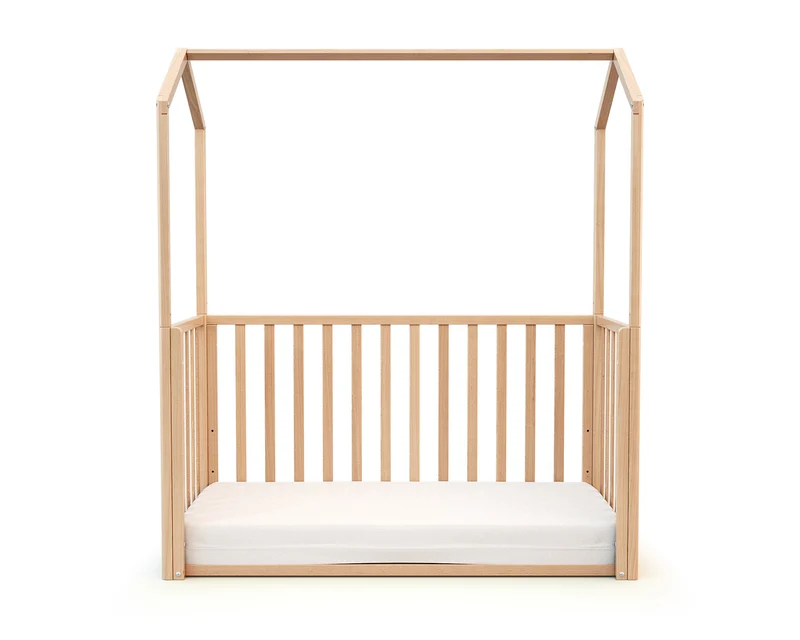 Lit cabane bébé évolutif en bois KASA Hêtre Verni 60 x 120 cm