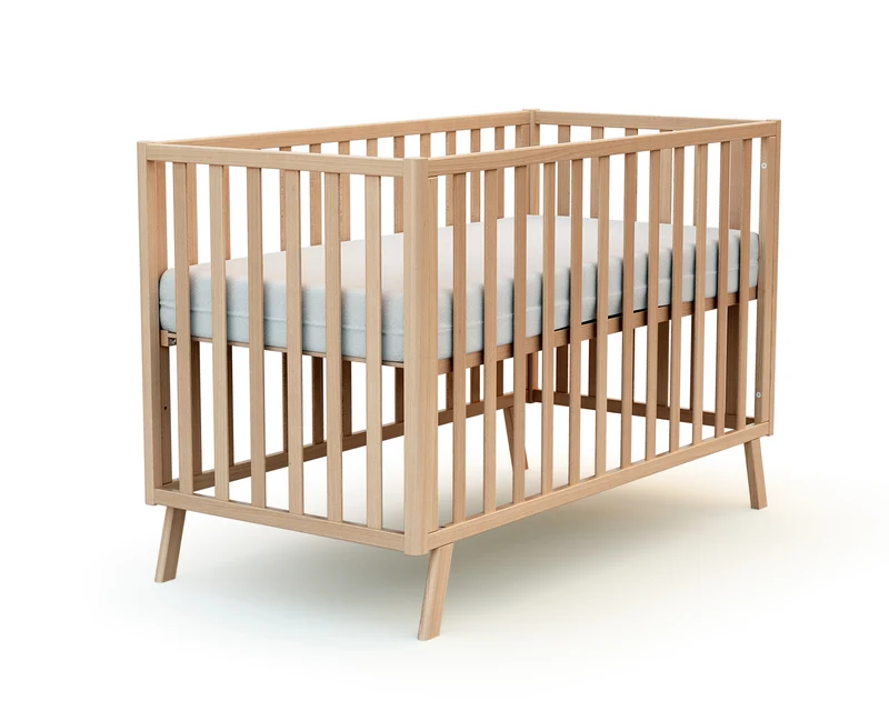 Lit cabane bébé évolutif en bois KASA Hêtre Verni 60 x 120 cm