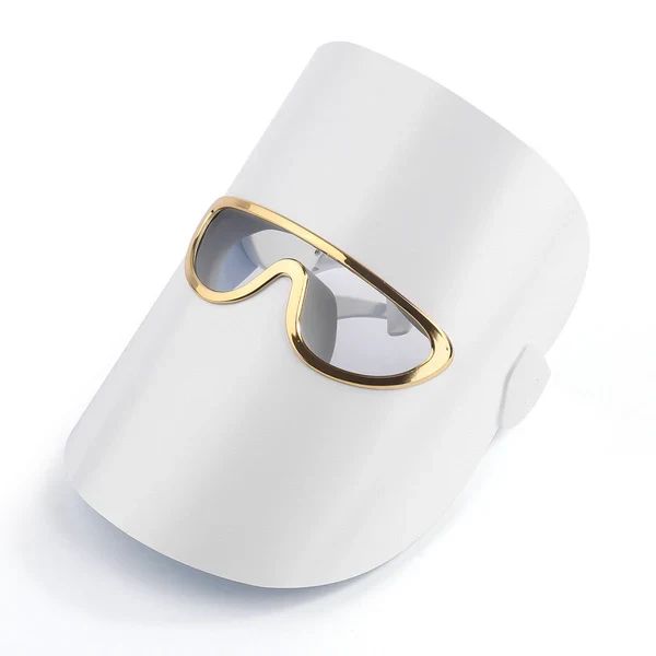 Masque LED visage luminothérapie 3 couleurs blanc/or