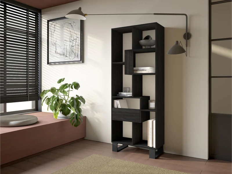 Étagère bibliothèque 174x67x31cm, horizontal ou vertical Design industriel Noir