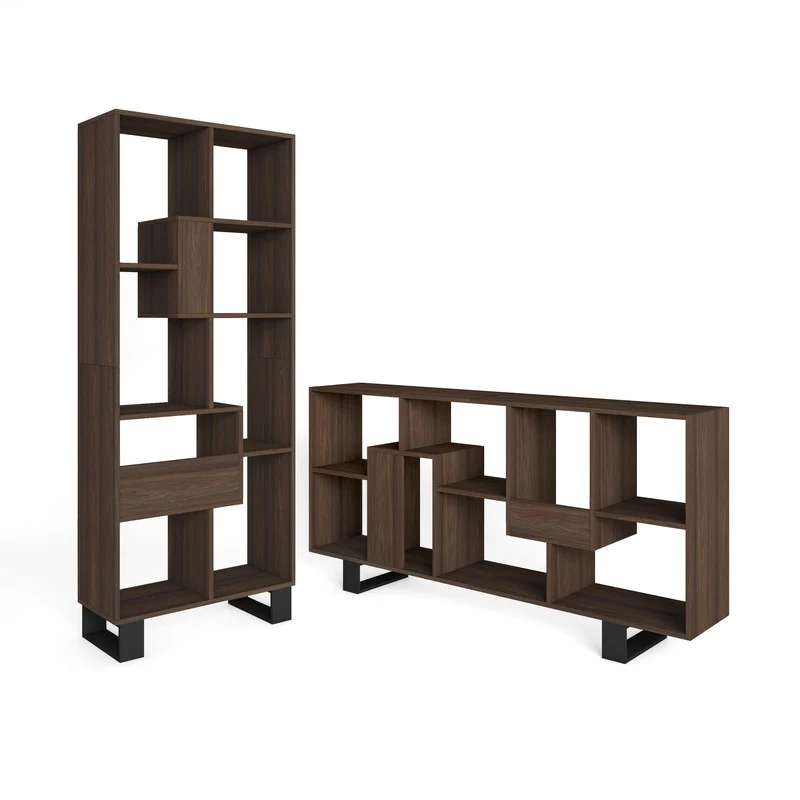 Étagère bibliothèque 174x67x31cm, horizontal ou vertical Design industriel Chêne foncé