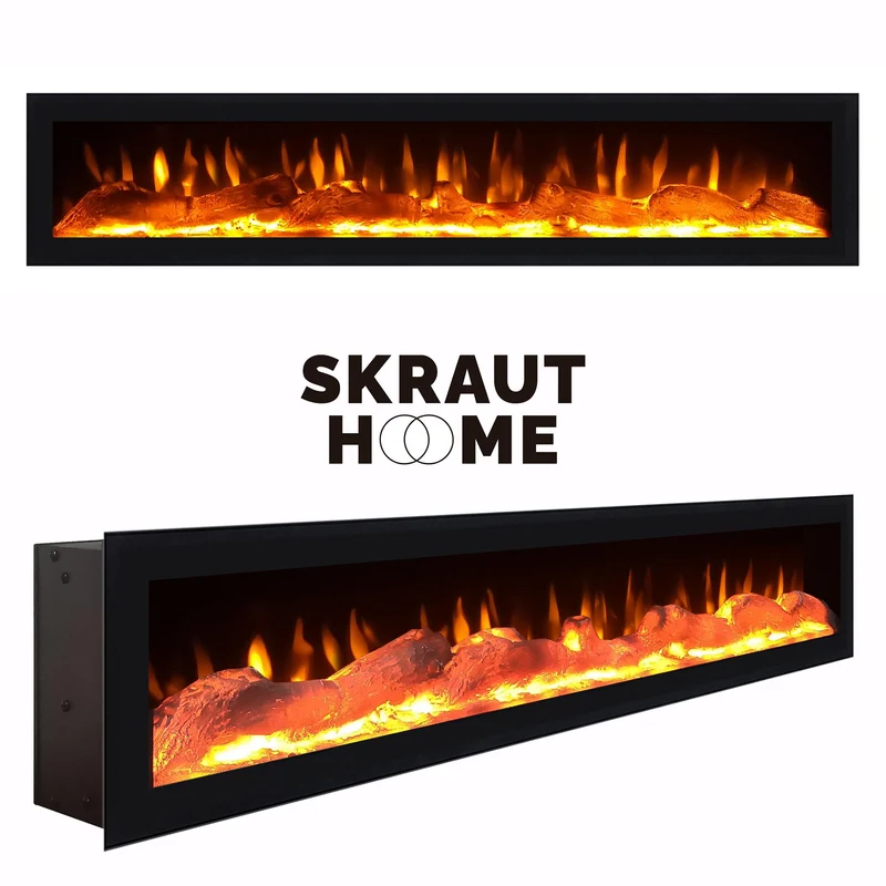 Ensemble Meuble TV - 310x186x35cm - Cheminée électrique - Pour les TV jusqu'à 65" - Ciment