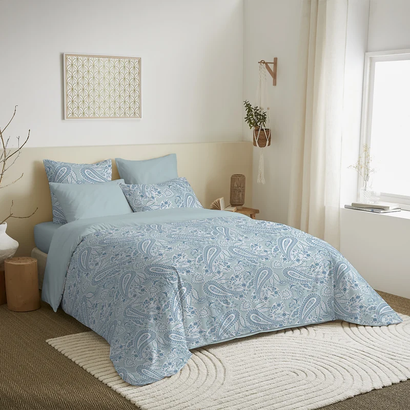 Pack 6 pièces Housse de couette Imprimé 220 x 240 cm - Drap housse 160 x 200 cm - 100% Coton 57 Fils