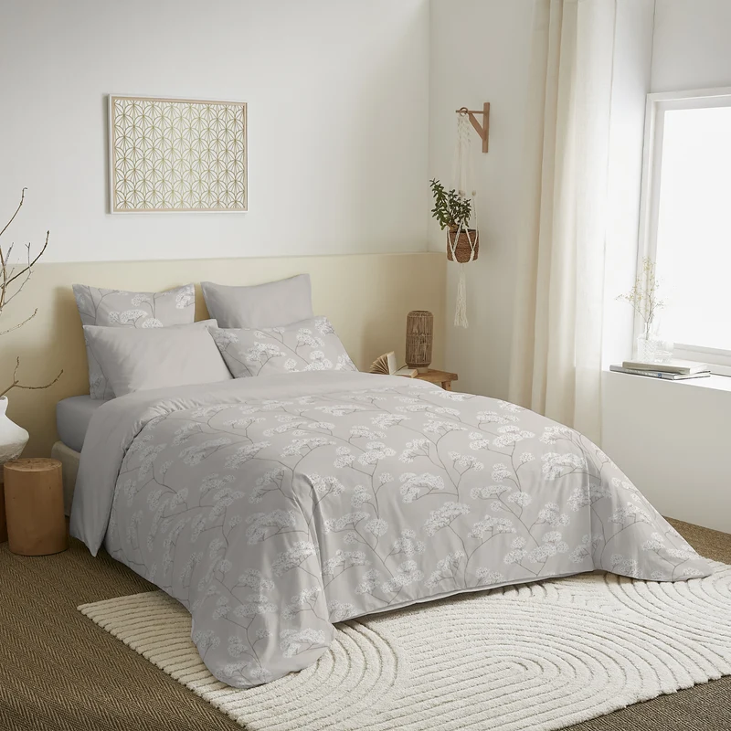 Pack 6 pièces Housse de couette Imprimé 220 x 240 cm - Drap housse 140 x 190 cm - 100% Coton 57 Fils