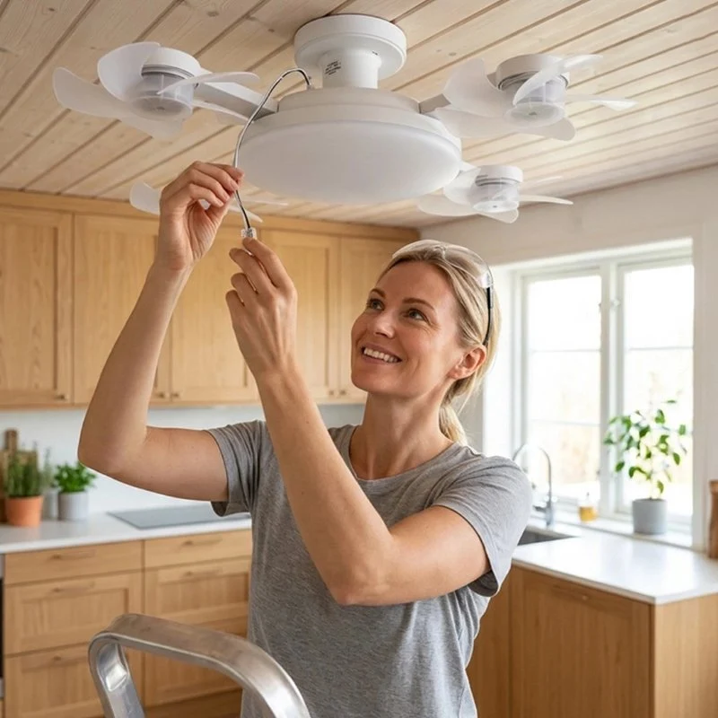 Ventilateur de plafond silencieux LED avec télécommande