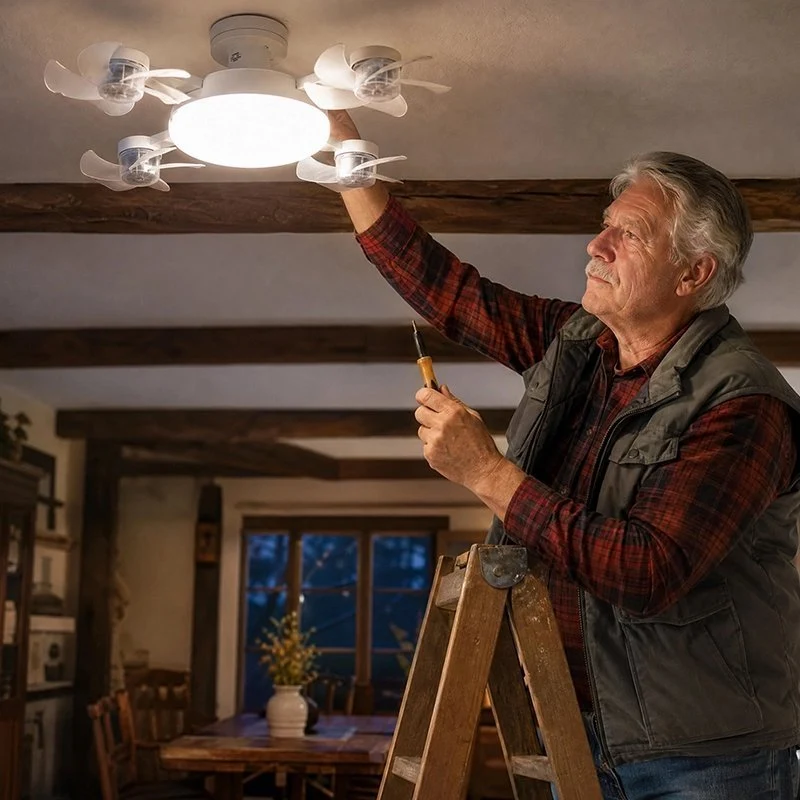 Ventilateur de plafond silencieux LED avec télécommande