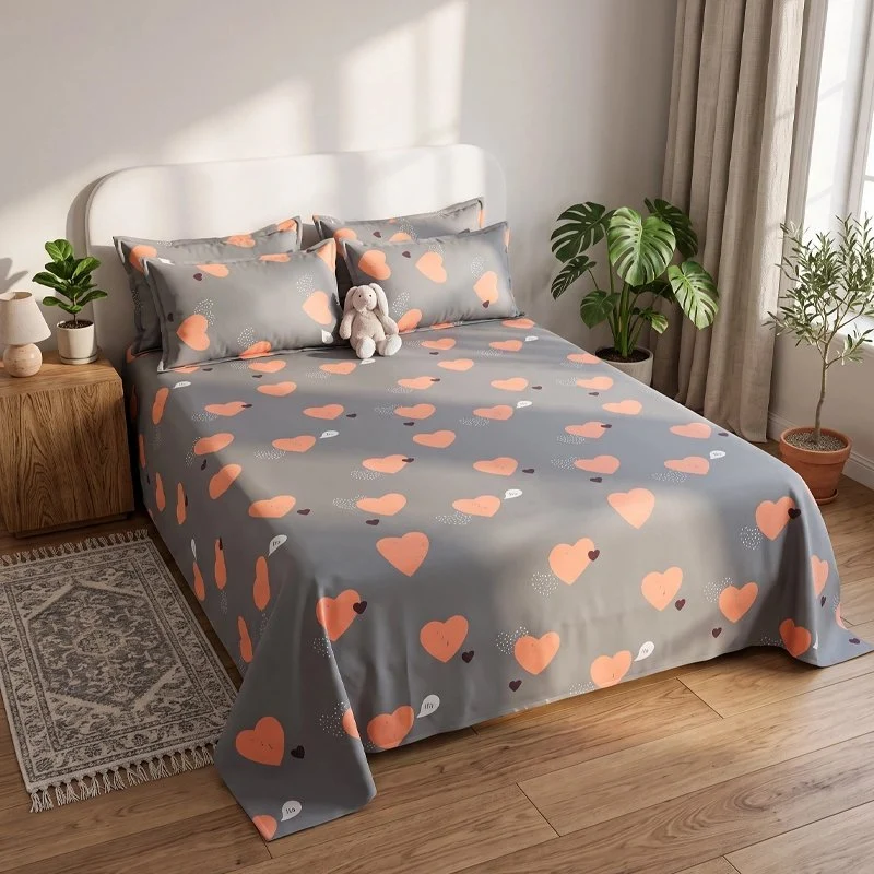 Drap de lit doux à motifs cœurs