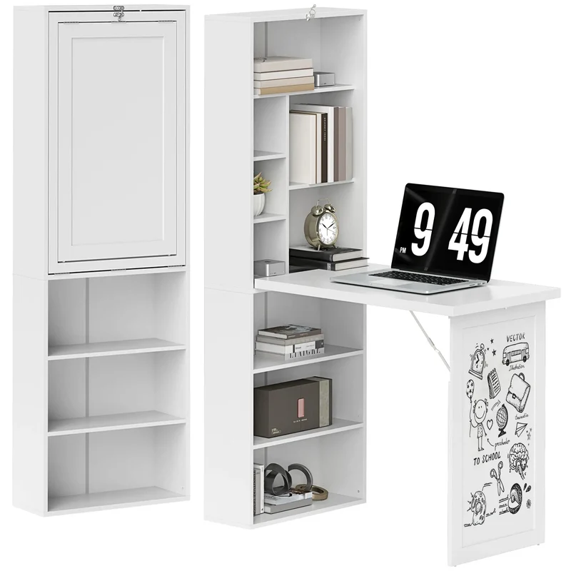 Bureau d'ordinateur mural pliable 3-en-1