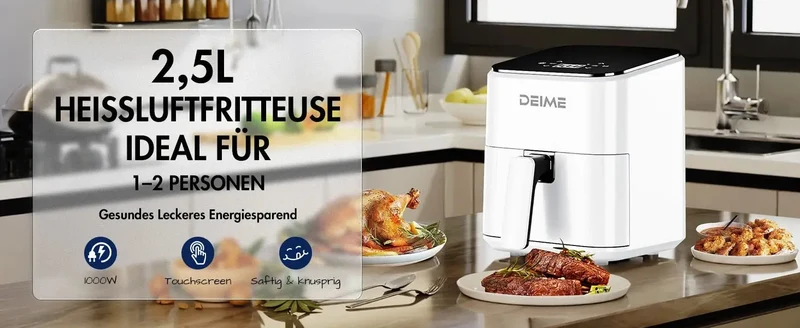 Friteuse sans Huile 2.5L, Mini Air Fryer