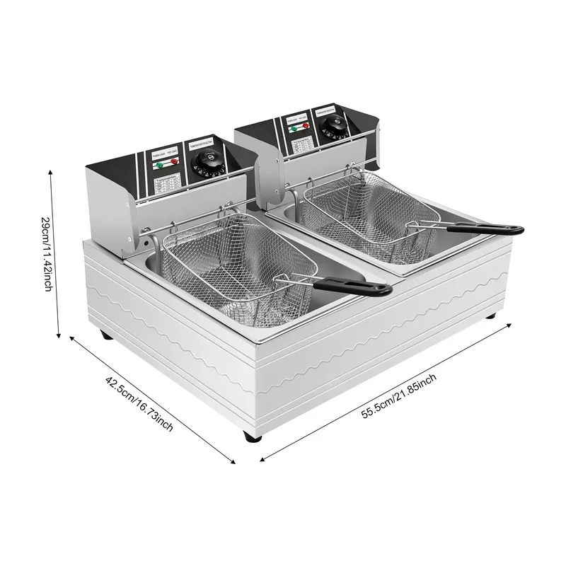 Friteuse électrique double cuve 5KW 12L,