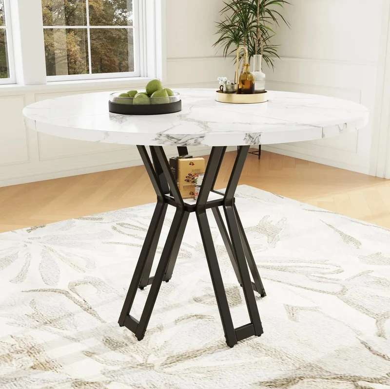 Table à manger ronde | Effet Marbre