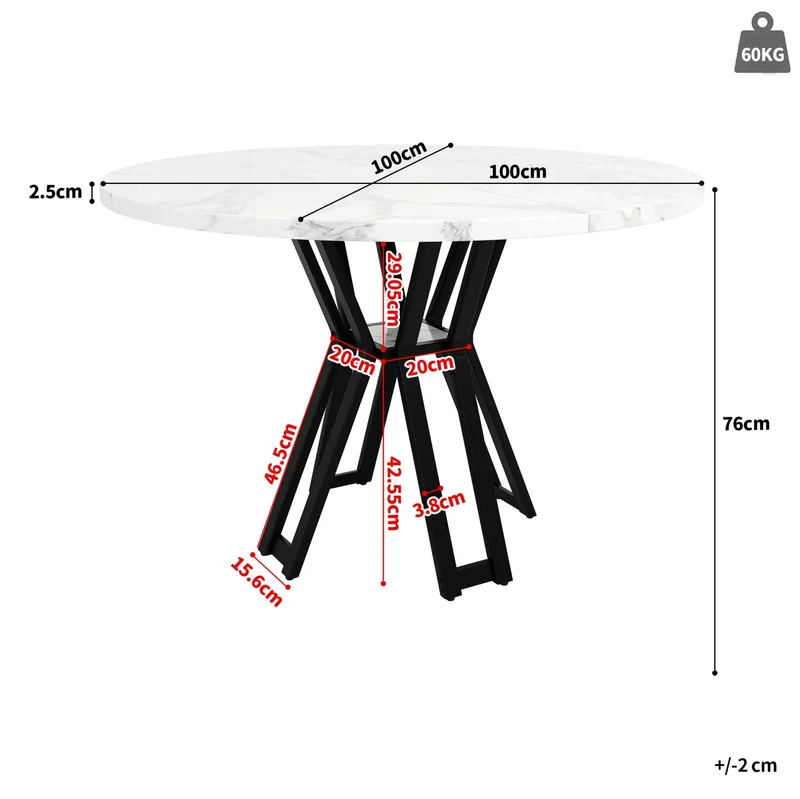 Table à manger ronde | Effet Marbre