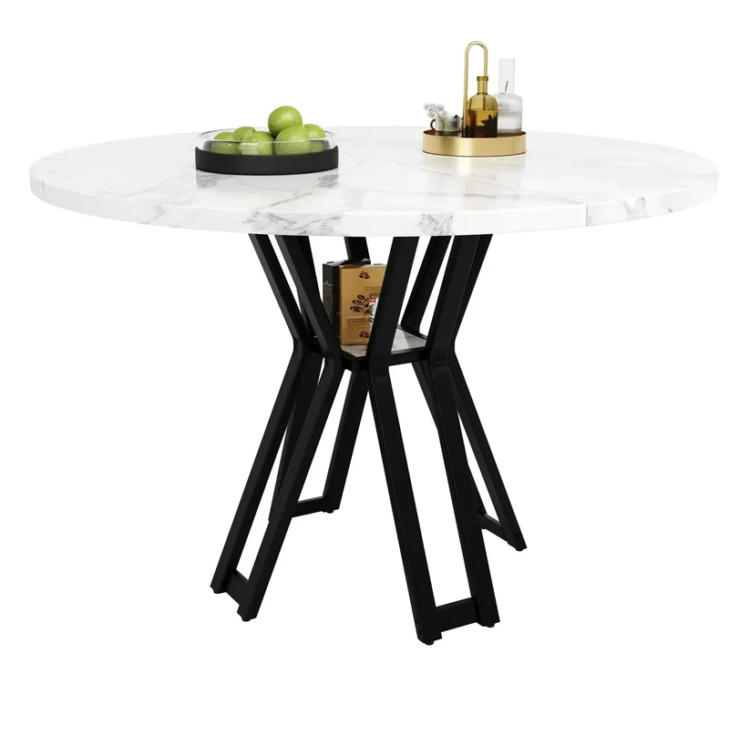 Table à manger ronde | Effet Marbre