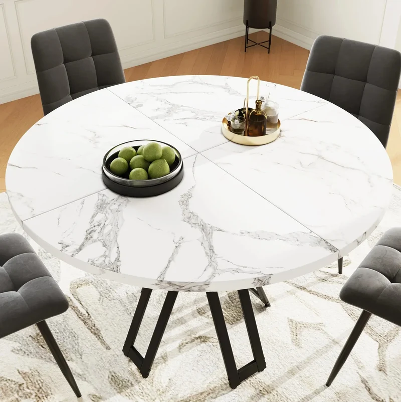 Table à manger ronde | Effet Marbre