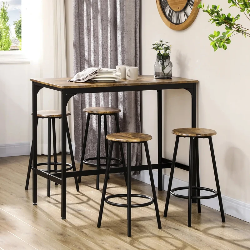 Ensemble table haute et 4 tabourets