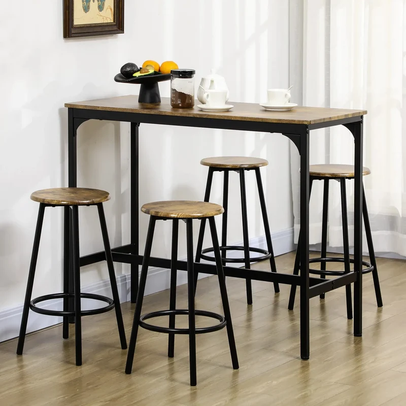 Ensemble table haute et 4 tabourets