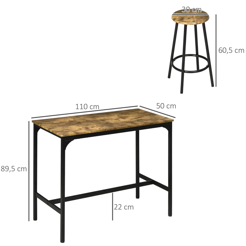 Ensemble table haute et 4 tabourets