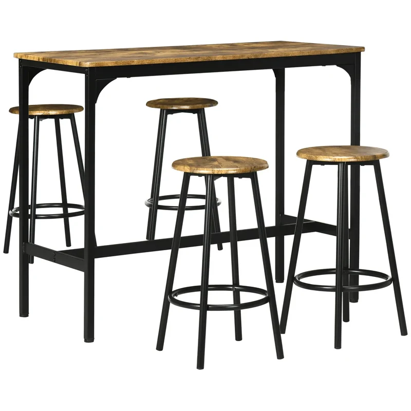 Ensemble table haute et 4 tabourets