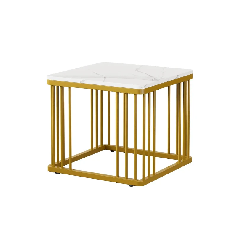 Ensemble de 2 tables basses carrées | Effet marbre doré