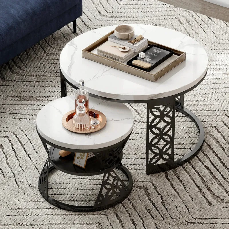 2 tables basses en plateau blanc