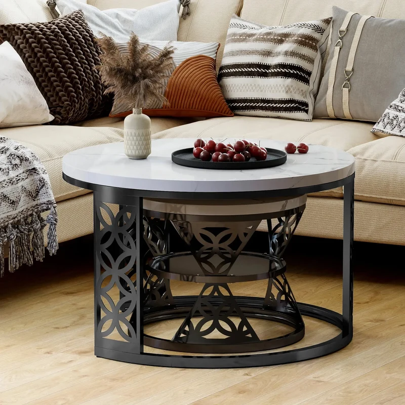 2 tables basses en plateau blanc