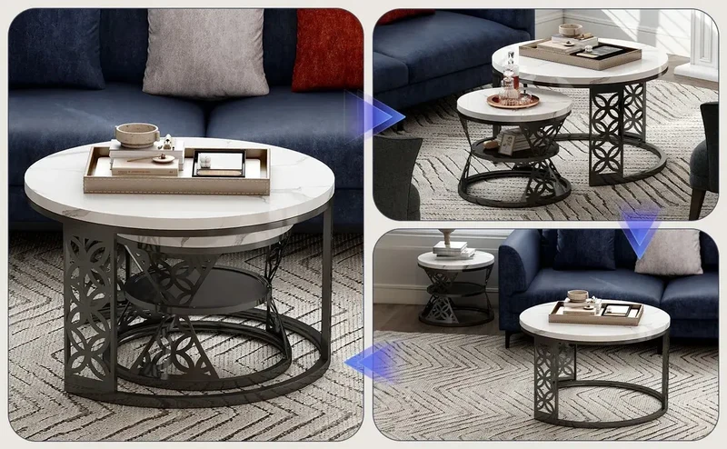 2 tables basses en plateau blanc