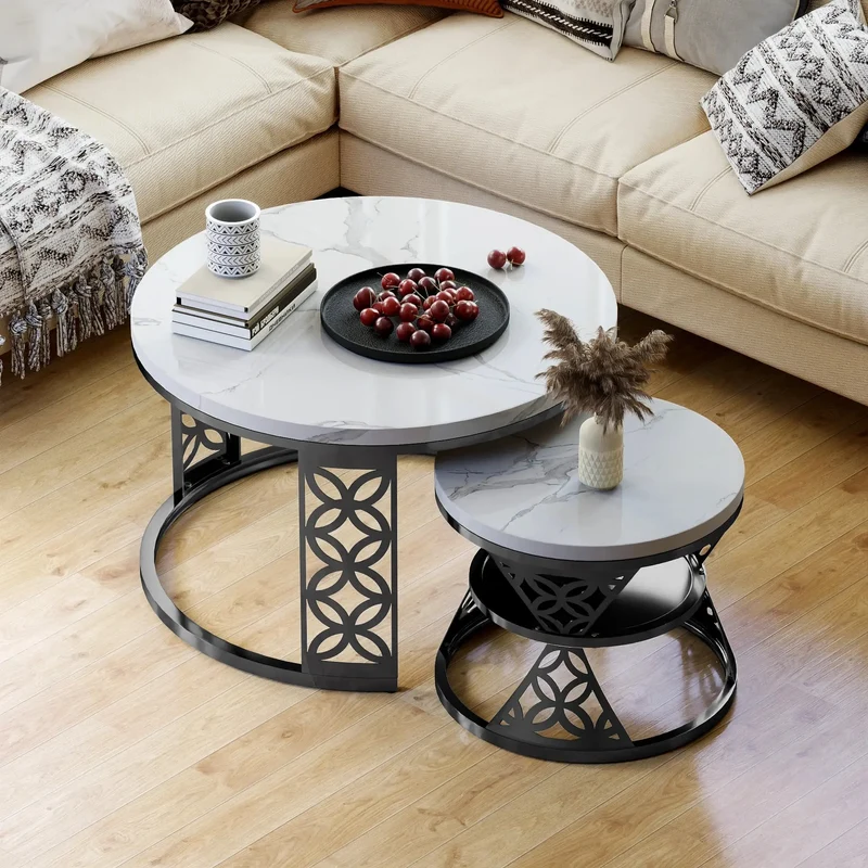 2 tables basses en plateau blanc