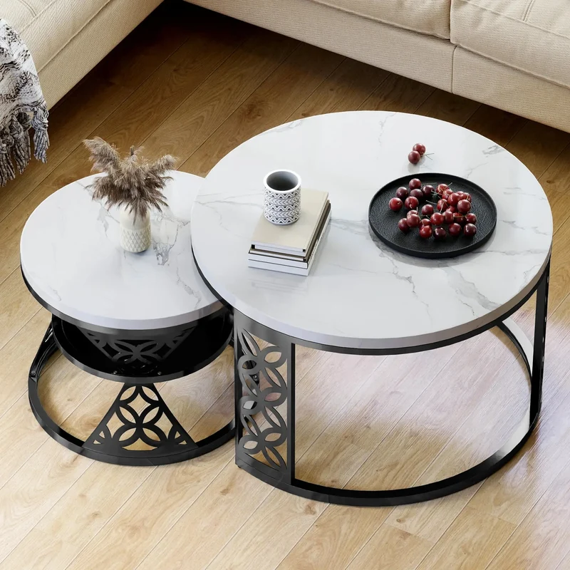 2 tables basses en plateau blanc