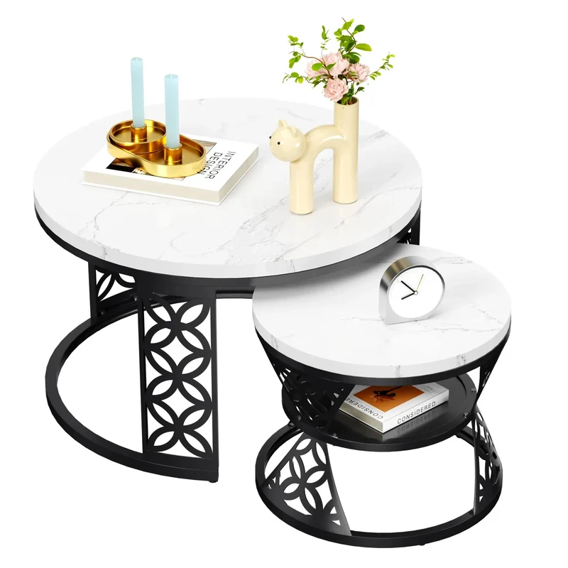 2 tables basses en plateau blanc