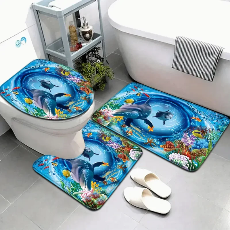 Ensemble couvercle de toilette et tapis de bain