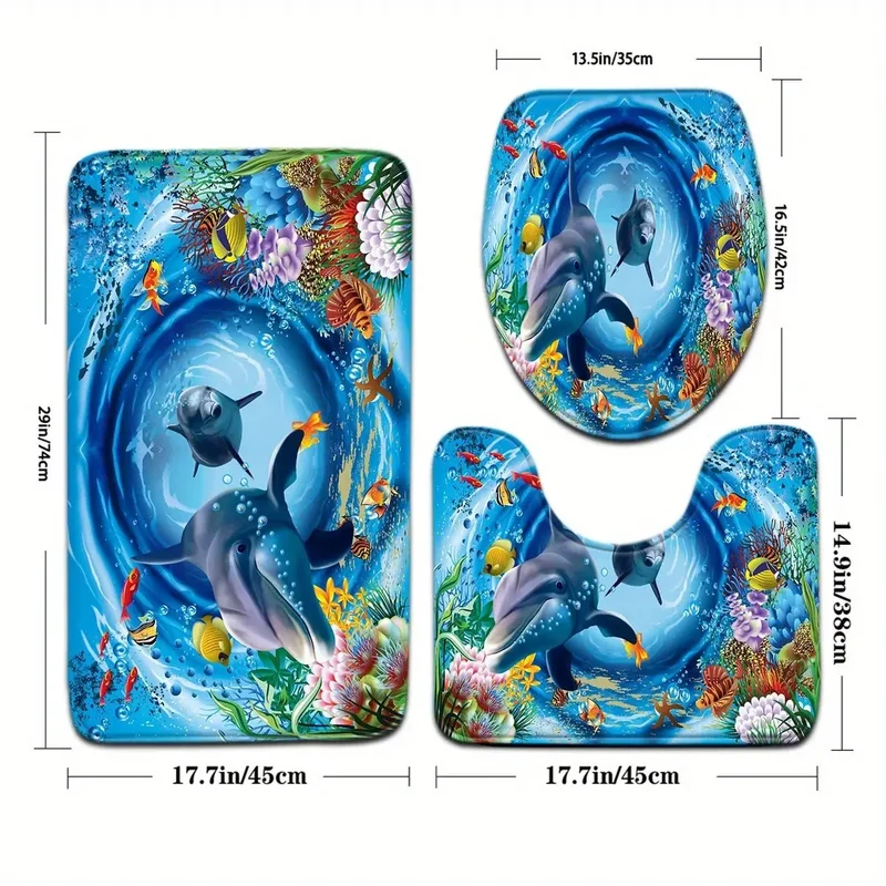 Ensemble couvercle de toilette et tapis de bain