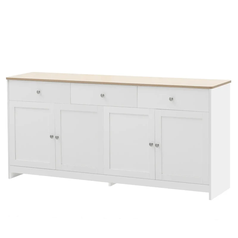 Buffet blanc à 4 portes et 3 tiroirs