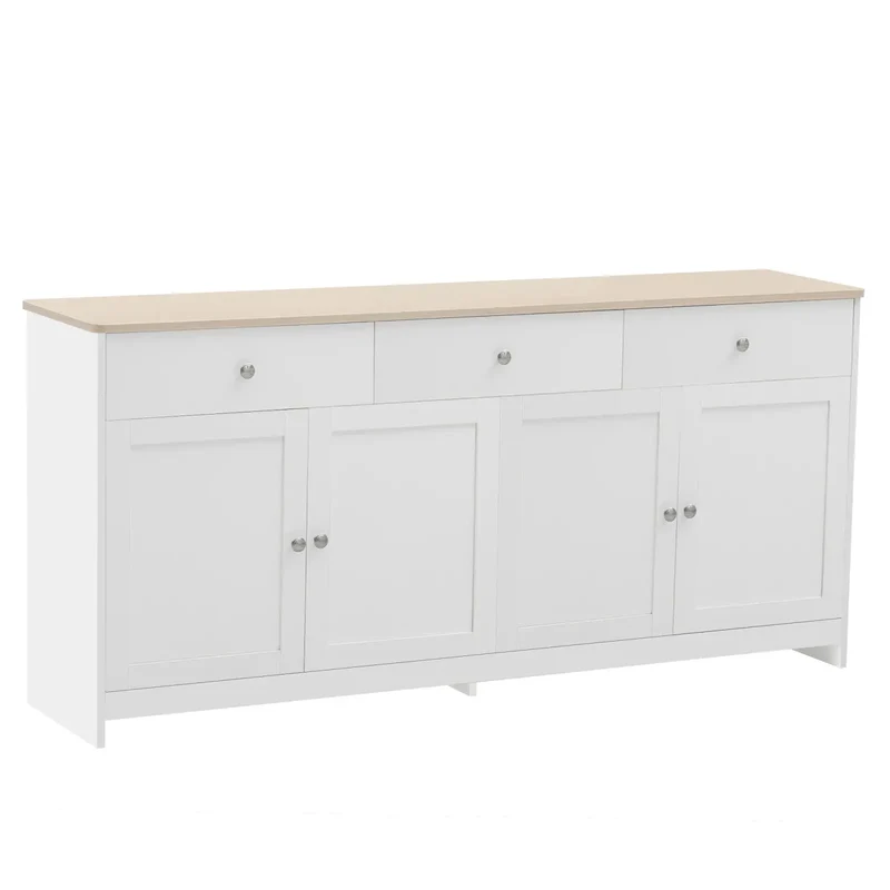 Buffet blanc à 4 portes et 3 tiroirs
