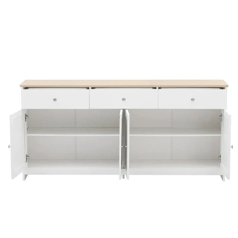 Buffet blanc à 4 portes et 3 tiroirs
