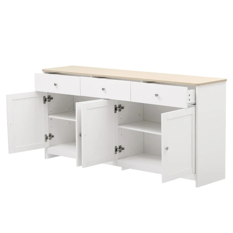 Buffet blanc à 4 portes et 3 tiroirs
