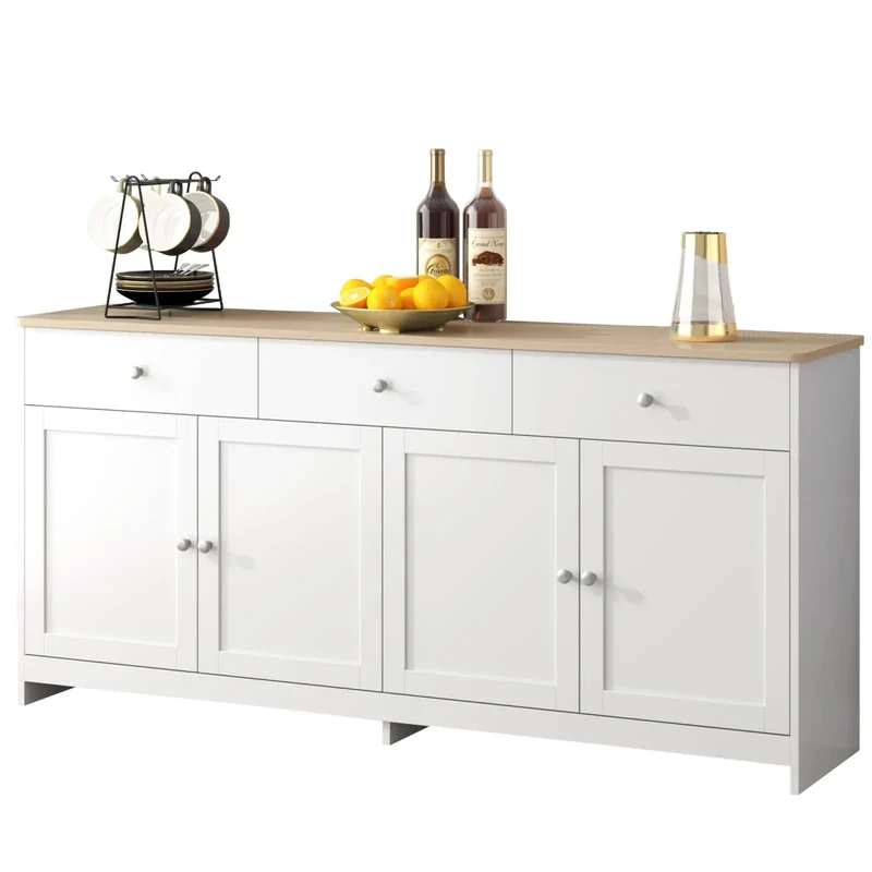 Buffet blanc à 4 portes et 3 tiroirs