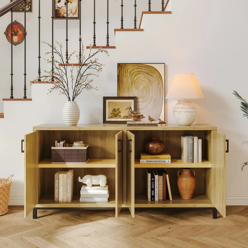 Buffet blanc à 4 portes et 3 tiroirs