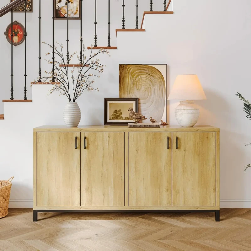 Buffet blanc à 4 portes et 3 tiroirs