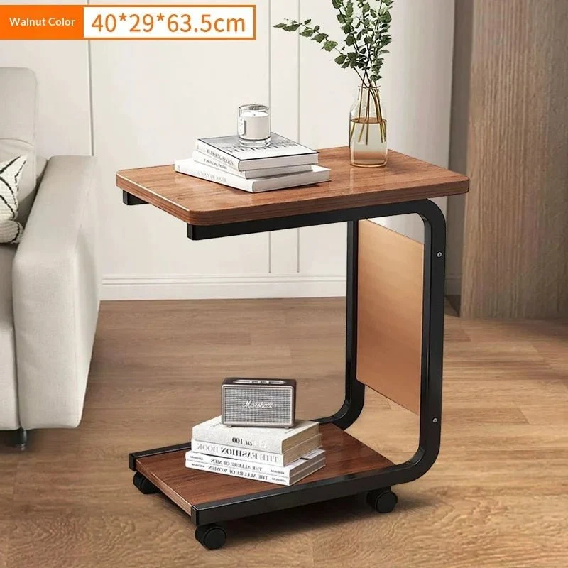 Table basse roulante à hauteur réglable, table d'appoint, table de chevet,