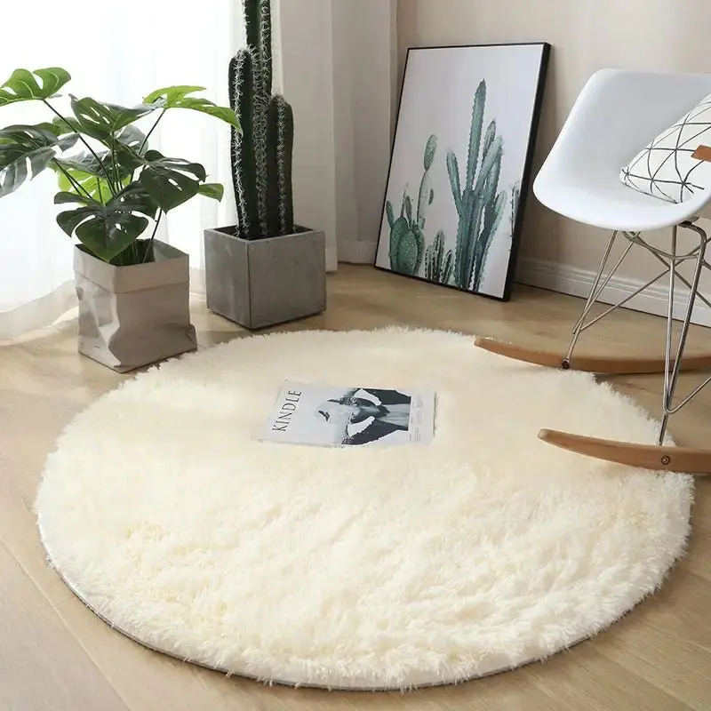 Tapis rond en peluche, décoration de salon