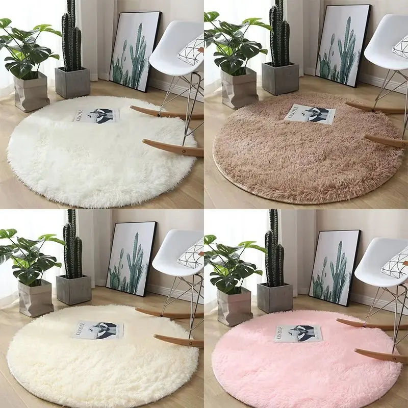 Tapis rond en peluche, décoration de salon