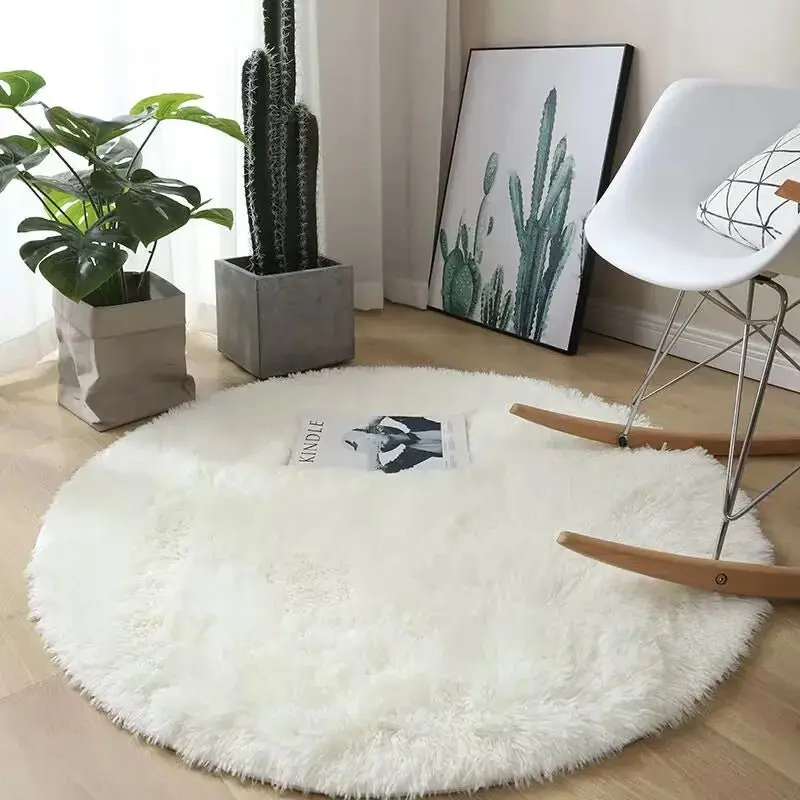 Tapis rond en peluche, décoration de salon