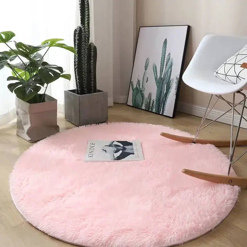 Tapis rond en peluche, décoration de salon