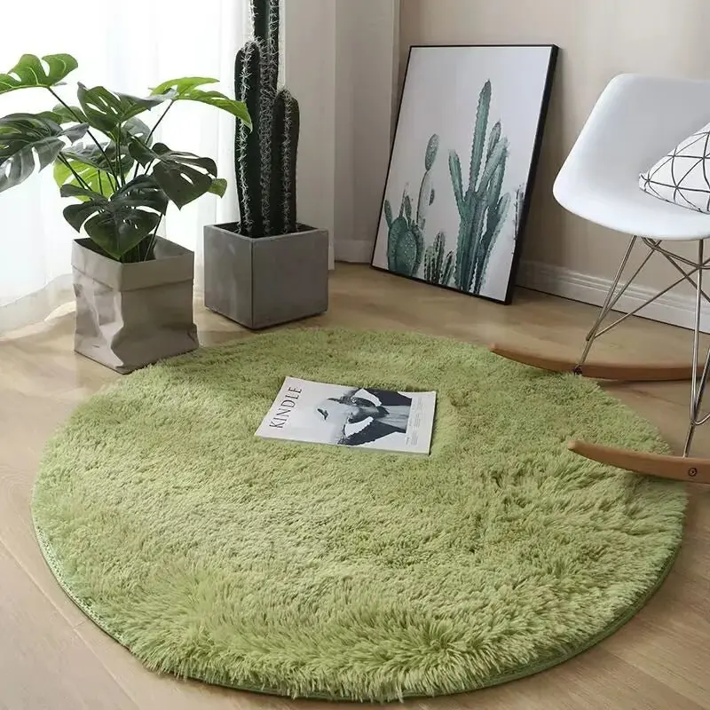 Tapis rond en peluche, décoration de salon
