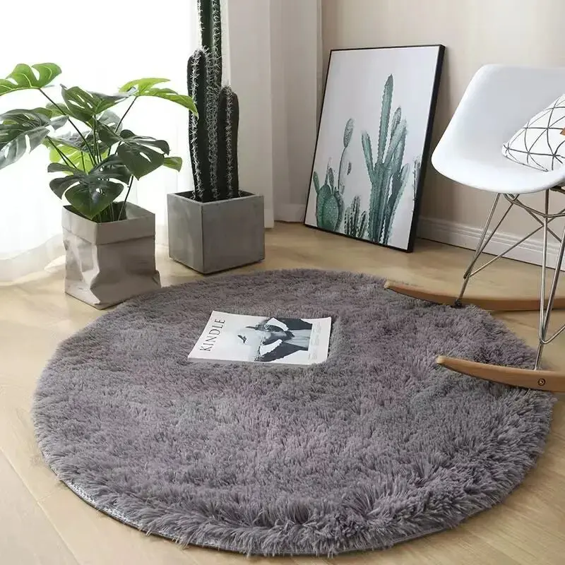 Tapis rond en peluche, décoration de salon