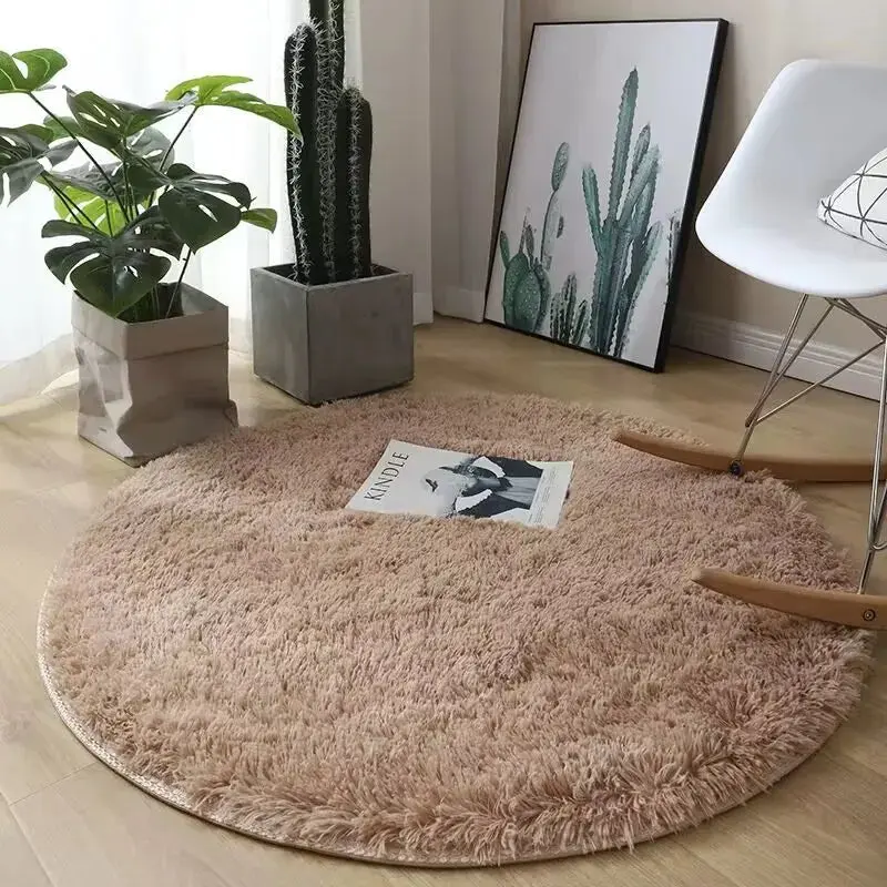 Tapis rond en peluche, décoration de salon