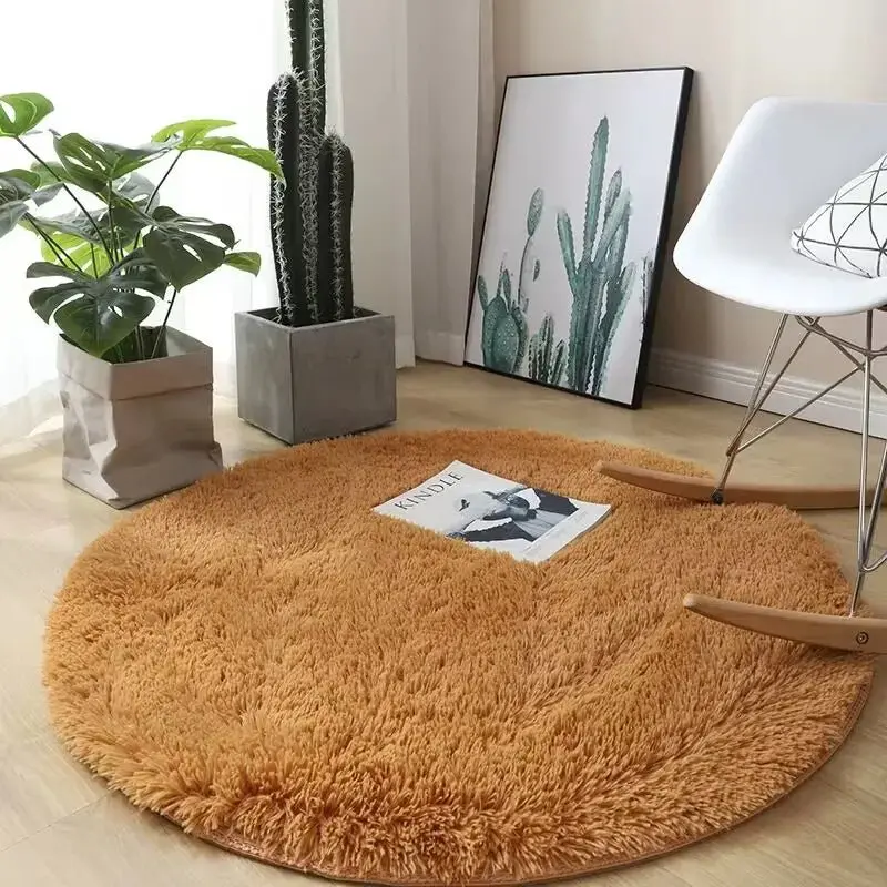 Tapis rond en peluche, décoration de salon