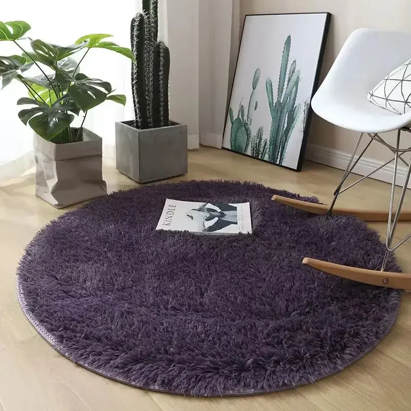 Tapis rond en peluche, décoration de salon